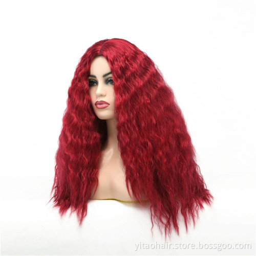 New Style Curly Lace Front Wig Cosplay Cheap Synthetic Wigs Light French Hair Long HEN Technique Color Weight Material